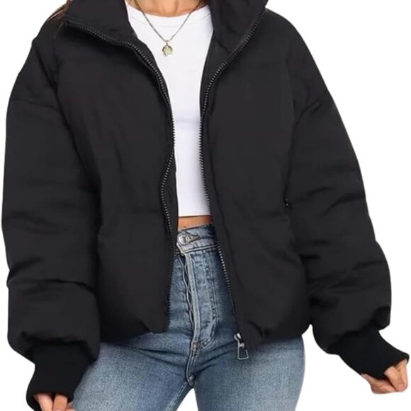 Women's Winter Cropped Puffer Jacket Crop Warm Quilted Jacket Short Padded Outer
